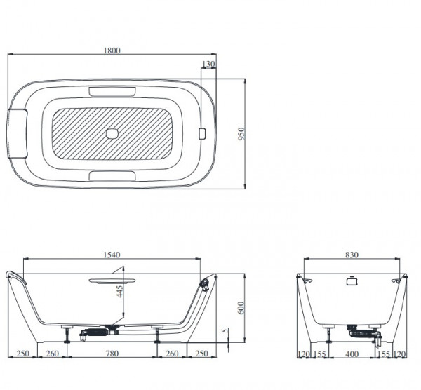 Bồn tắm đặt sàn TOTO PJY1886HPWMNE#GW GALALATO 1m8 tay vịn