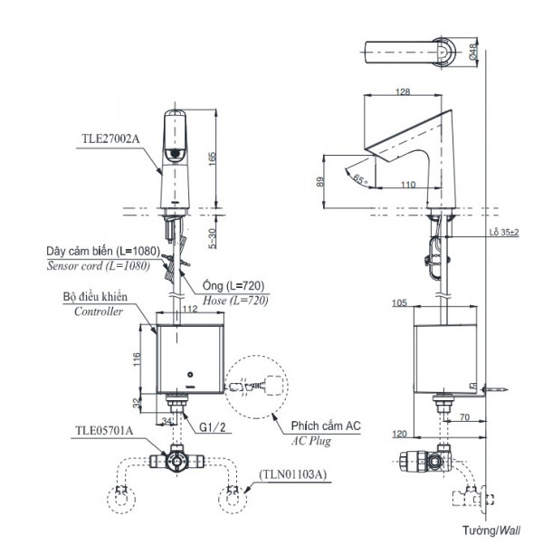 Vòi lavabo cảm ứng TOTO TLE27002A TLE03502A1 TLN01103A TLE05701A (nhiệt độ - tái tạo năng lượng)