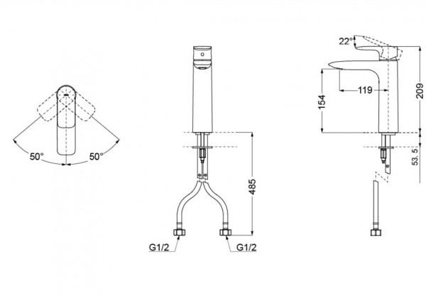 Vòi lavabo nóng lạnh GA TOTO TLG04306B