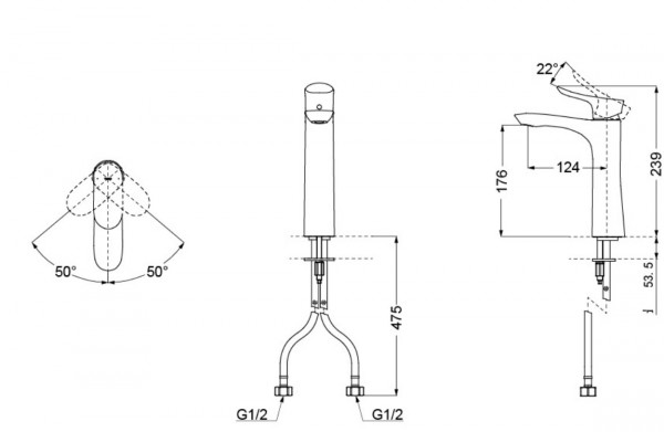 Vòi lavabo nóng lạnh GO TOTO TLG01306B