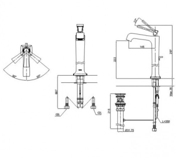 Vòi lavabo nóng lạnh TOTO DL367-2#PG