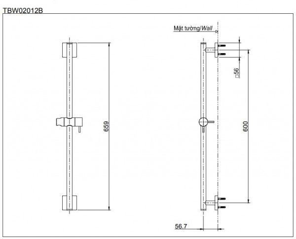 Set sen tắm âm tường 3 đường nước nhiệt độ TOTO GLOBAL FITTINGS TBW02004A