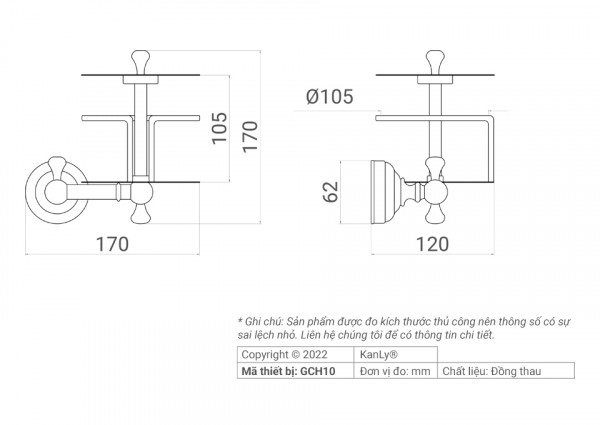 Móc treo giấy bằng đồng Kanly GCH10