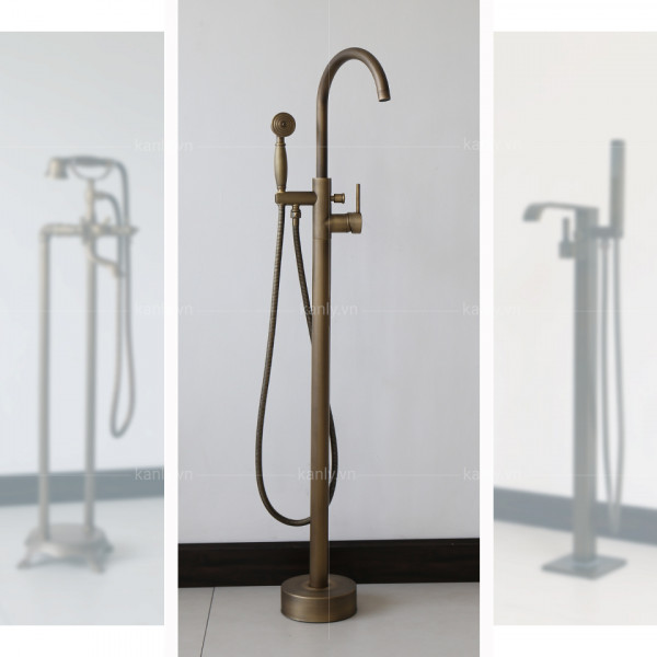 Bộ sen tắm đặt sàn nóng lạnh bằng đồng Kanly GCS06