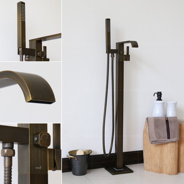 Bộ sen tắm đặt sàn nóng lạnh bằng đồng Kanly GCS07