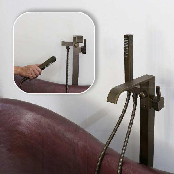 Bộ sen tắm đặt sàn nóng lạnh bằng đồng Kanly GCS07