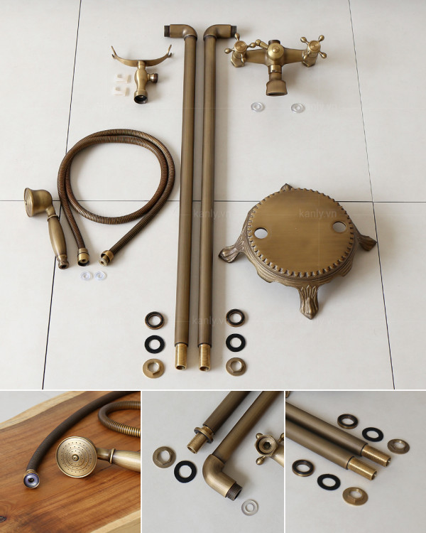 Bộ sen tắm đặt sàn nóng lạnh bằng đồng GCS09