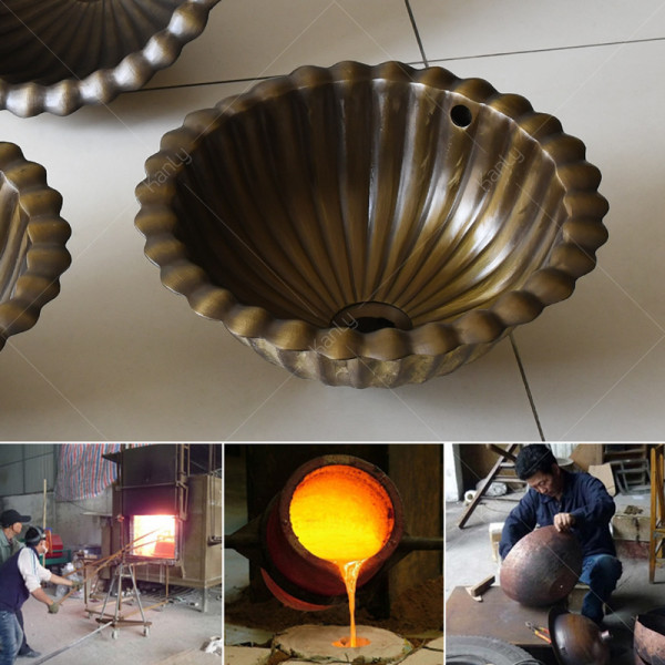 Chậu rửa lavabo Kanly bằng đồng đúc GCL09