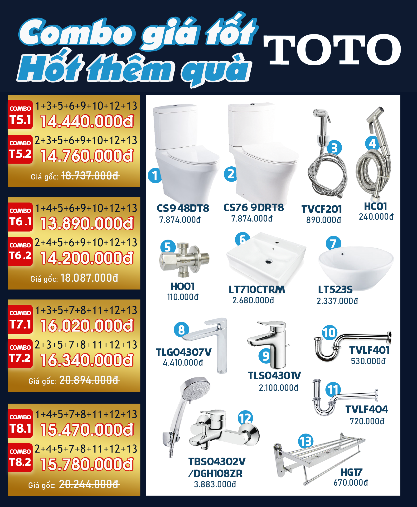 COMBO TOTO cao cấp mua tại HITA giá chỉ từ 14.450K
