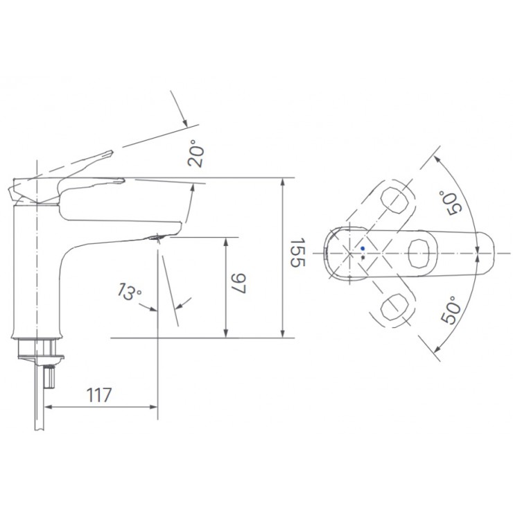 Brn vẽ kỹ thuật vòi chậu lavabo nóng lạnh Inax LFV-652S