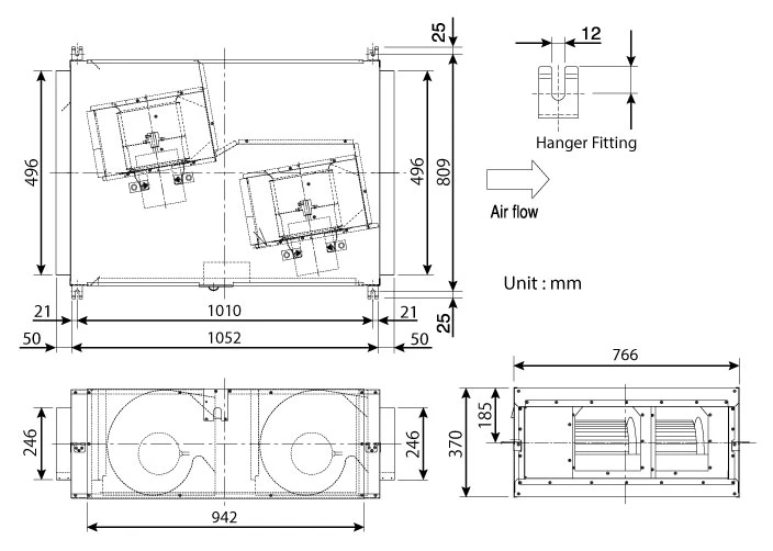 Quạt hút Cabinet 3 pha 940W tiếng ồn thấp Panasonic FV-25SW3