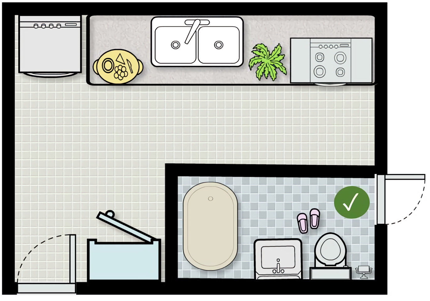 Cách bố trí đúng giữa bếp và nhà vệ sinh