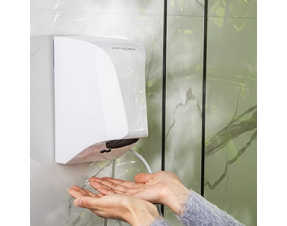 Máy sấy tay giúp bạn làm khô tay nhanh chóng mà không phải dùng đến giấy vệ sinh hay khăn tay