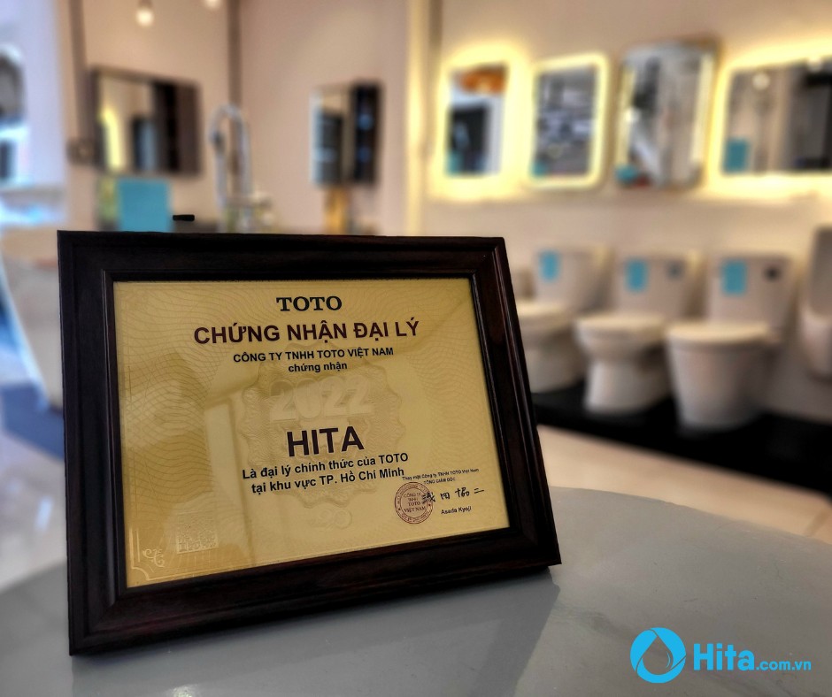 Khung chứng nhận HITA là showroom chính thức của TOTO tại TPHCM năm 2022