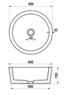 bản vẽ kỹ thuật lavabo đá marble tự nhiên Kanly MAR11Bi