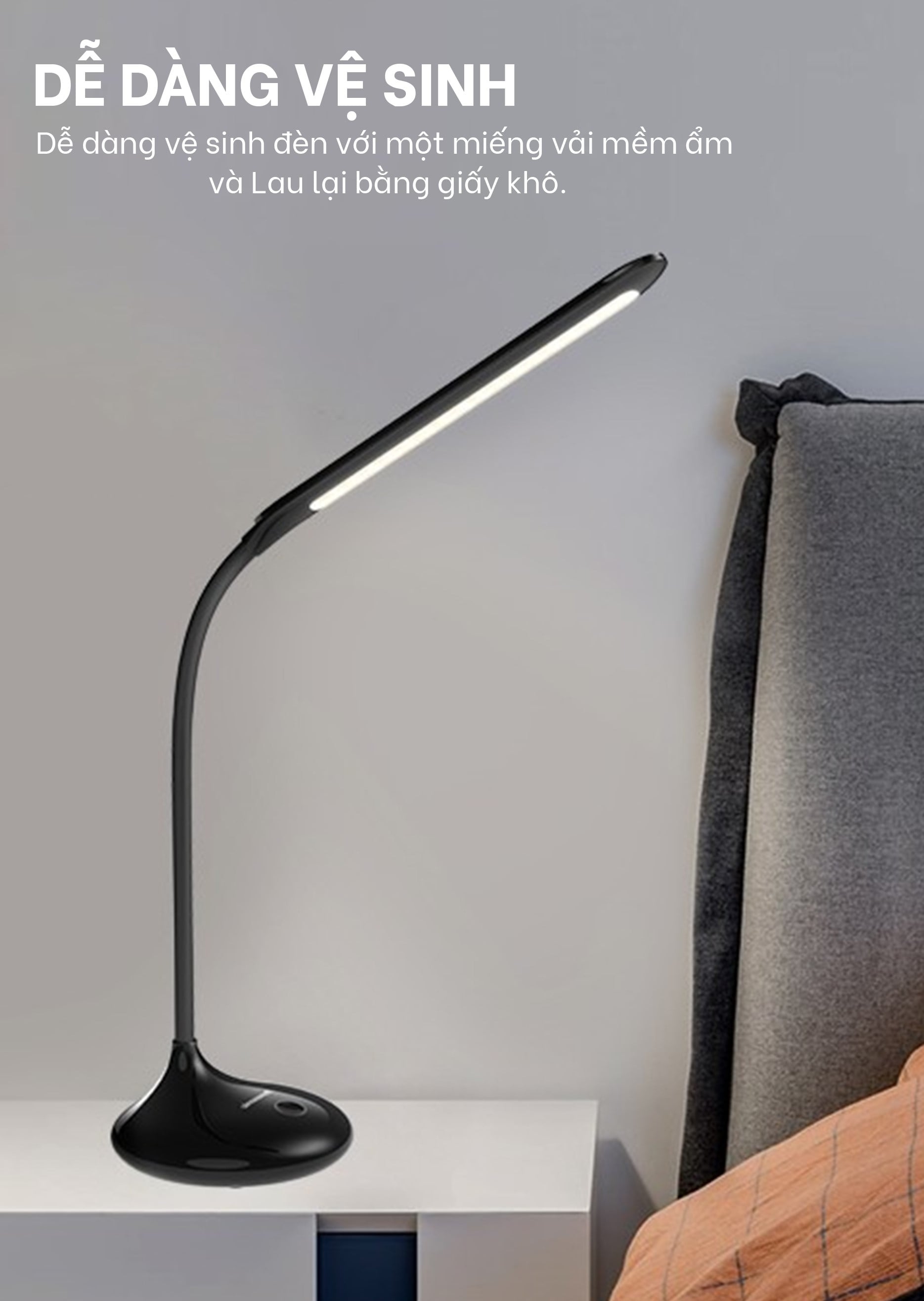 Đèn bàn LED Panasonic HH-LT0220P19 dễ dàng vệ sinh