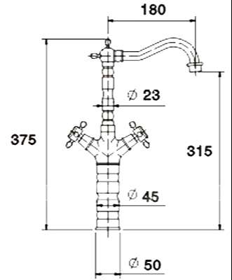 Vòi chậu lavabo nóng lạnh bằng đồng Kanly GCA01/V07