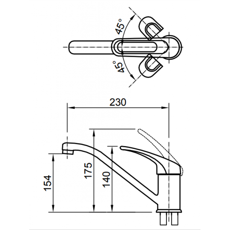 Bản vẽ kỹ thuật vòi bếp Inax SFV-112S