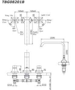 Vòi xả bồn tắm TOTO TBG08201B nóng lạnh