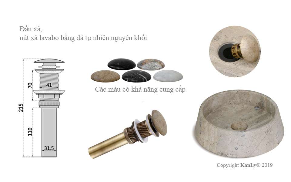 Chậu lavabo đặt bàn Kanly đá nguyên khối MAR4