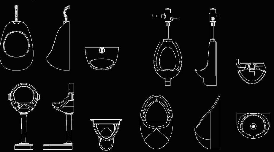 Bản vẽ cad bồn tiểu nam
