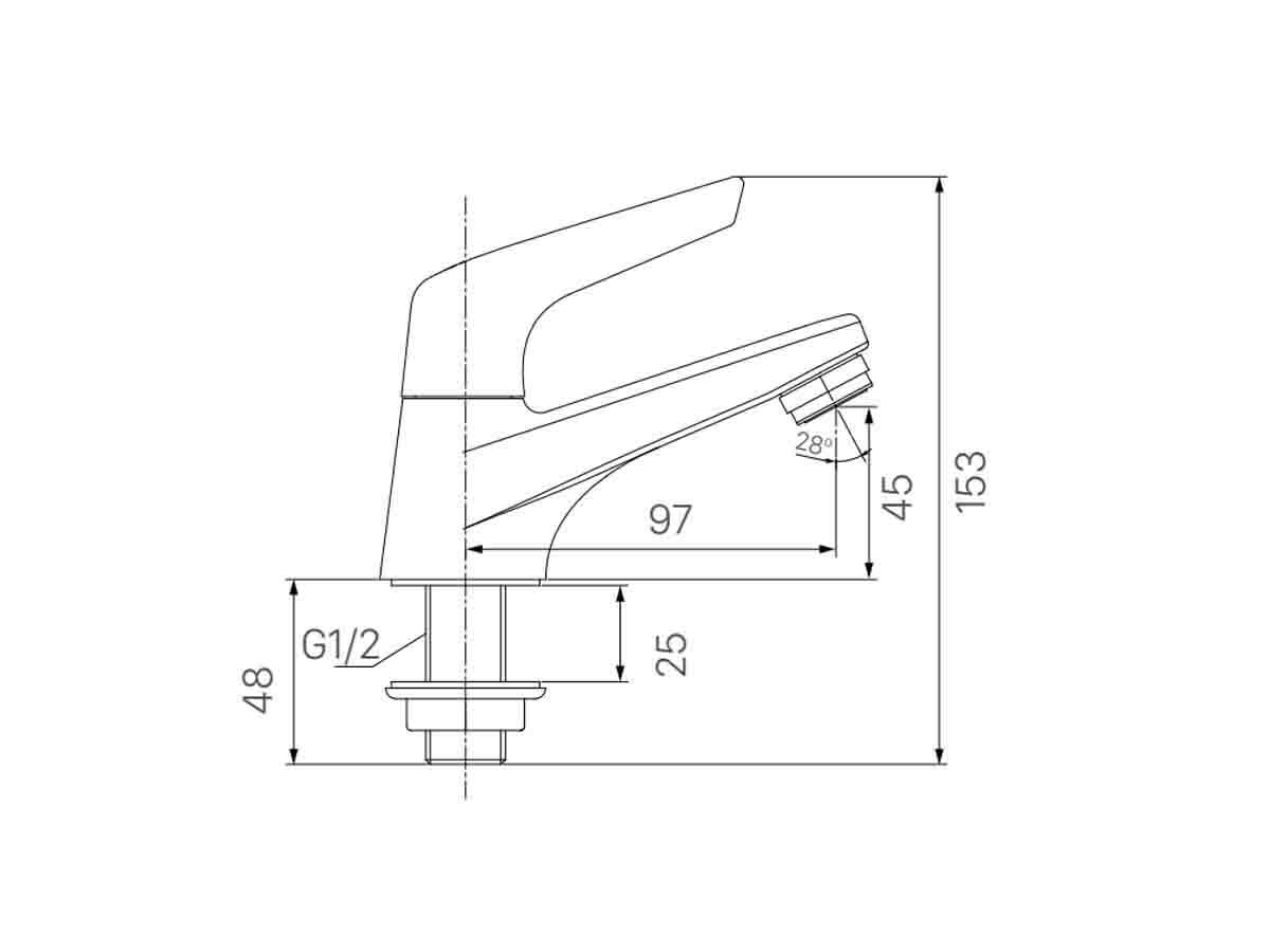 Bản vẽ kỹ thuật của vòi chậu INAX LFV-17