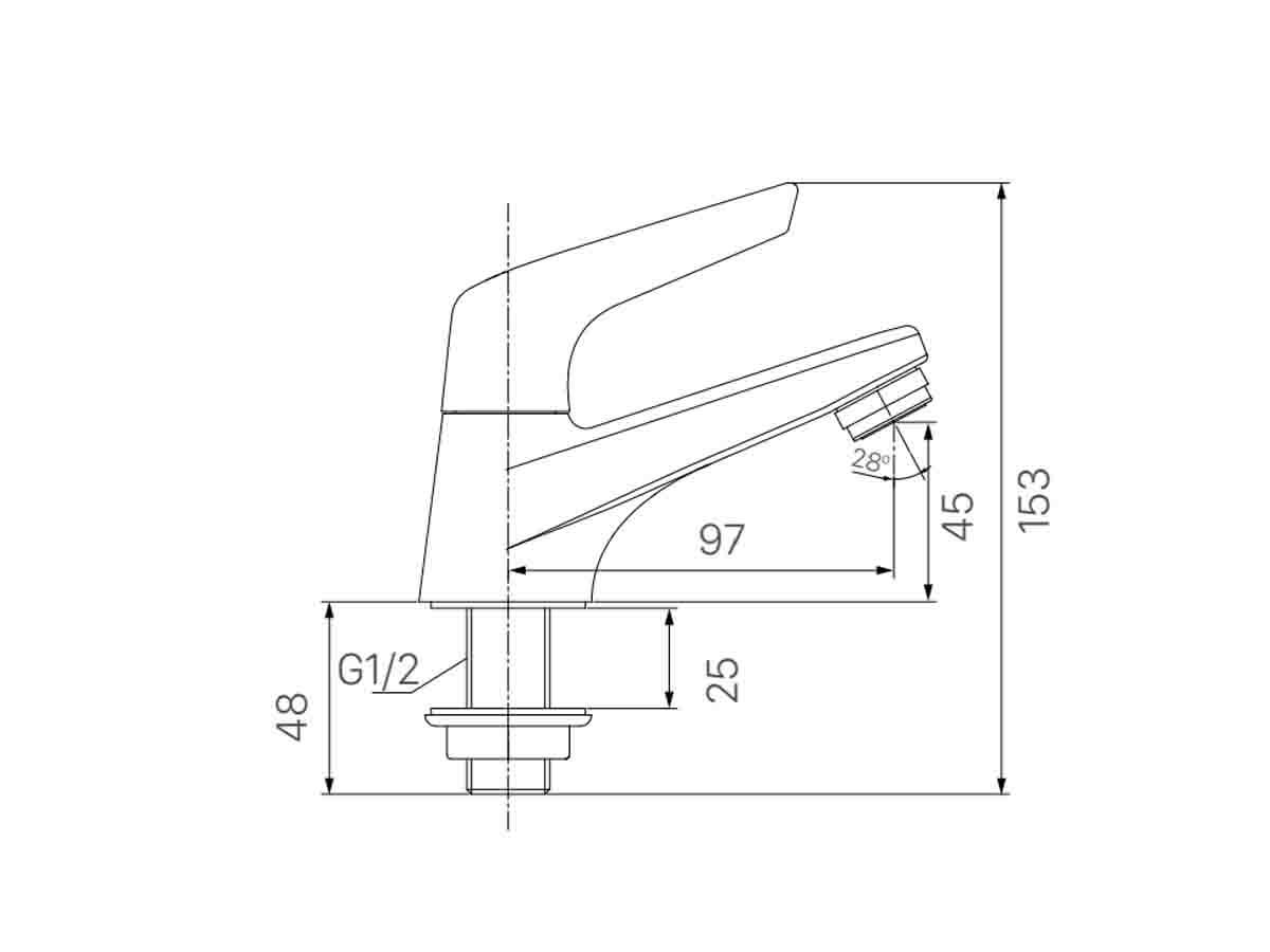 Bản vẽ kỹ thuật của vòi chậu INAX LFV-17P