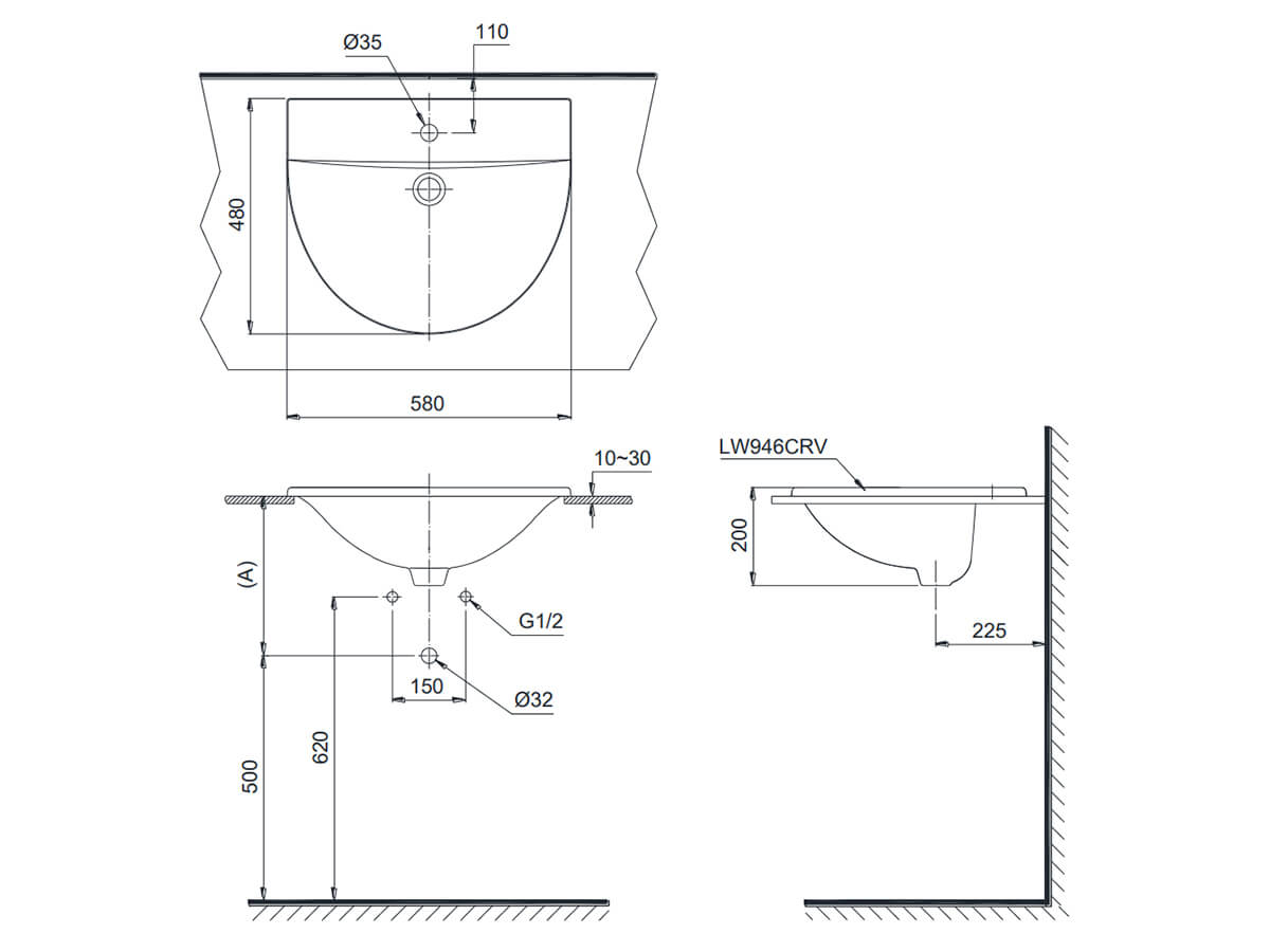 Chậu lavabo dương vành TOTO L946CR