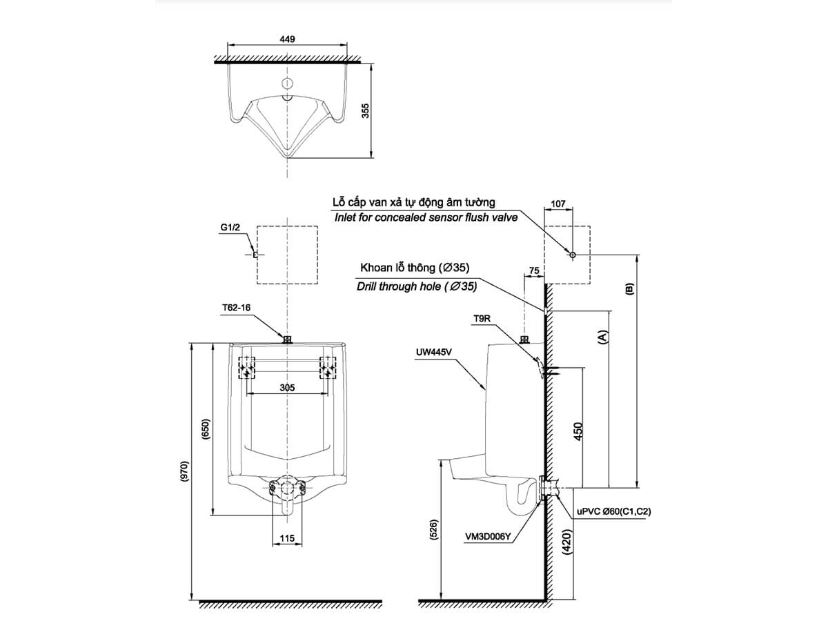 Bồn tiểu nam TOTO UT445