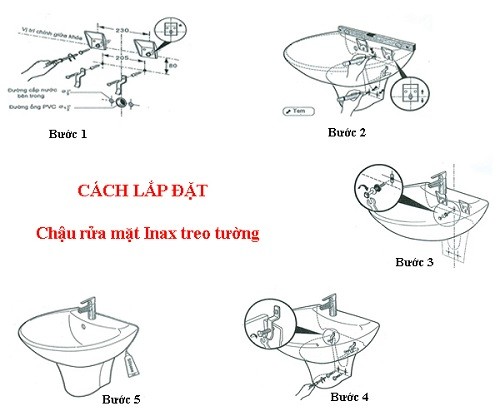Cách lắp chậu rửa mặt Inax treo tường