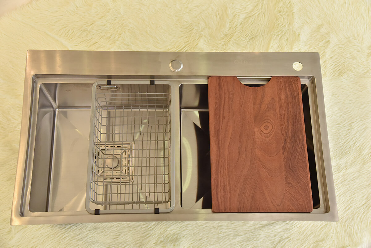 Chậu rửa chén 2 hố kèm rổ inox HITA HDS8248 82x48cm