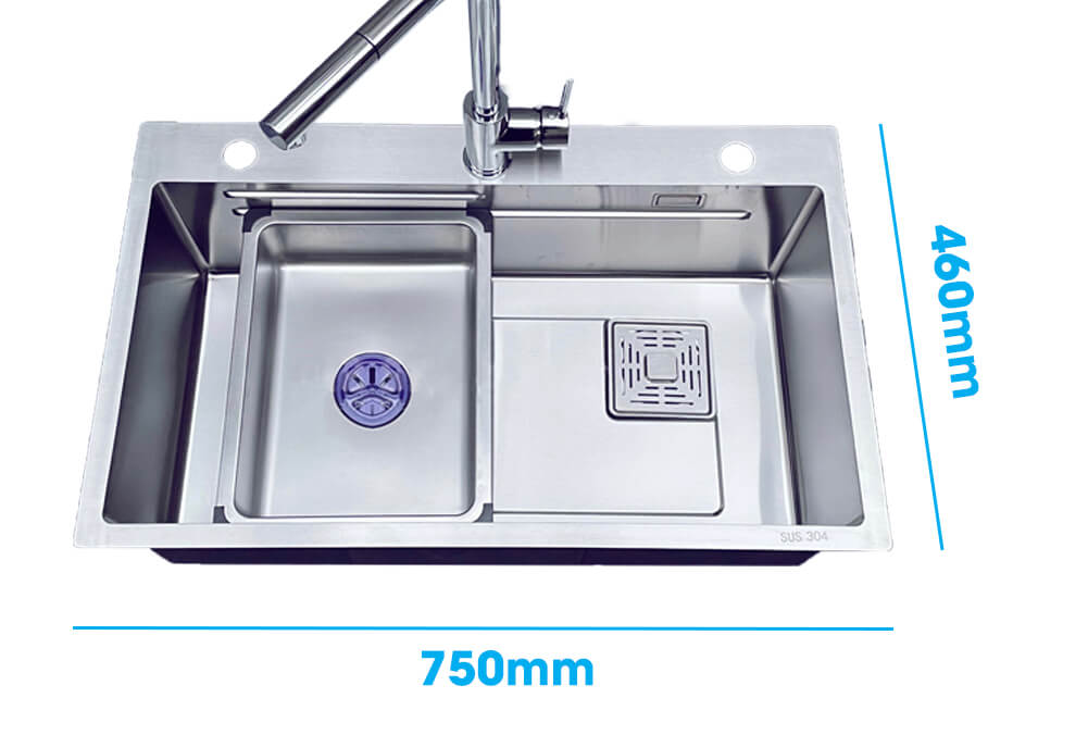 Chậu rửa chén 1 hố kèm khay HITA HDS7546T 75x46cm