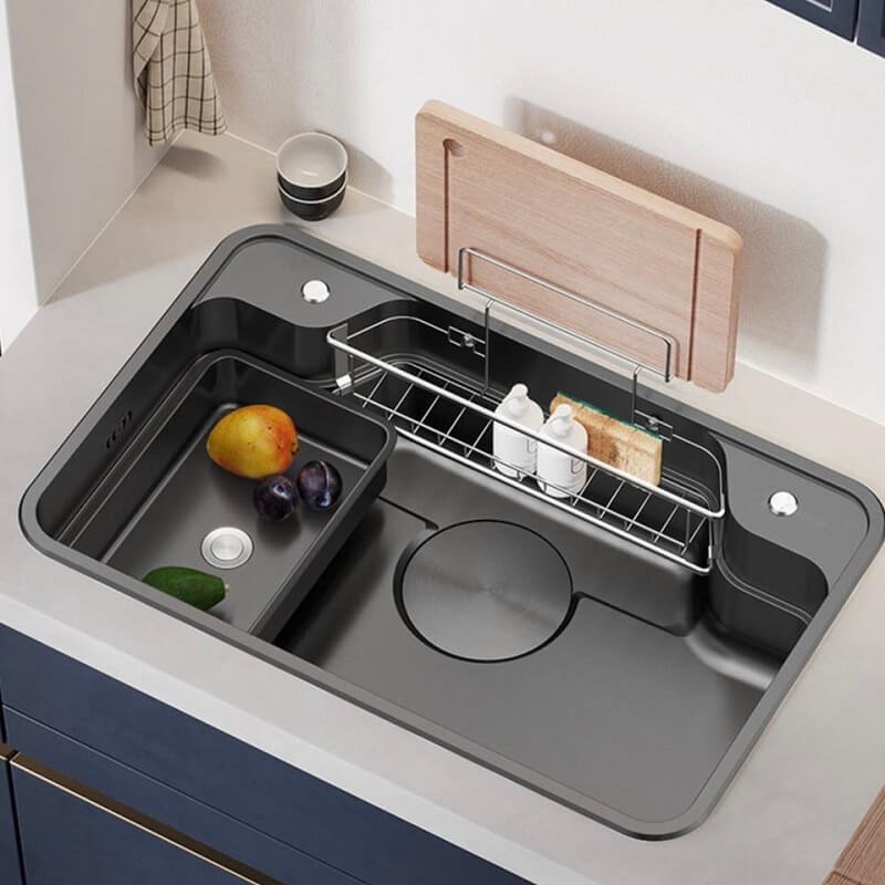 Chậu rửa chén 1 hố kèm bộ khay rổ HITA HDXLG8050D-FULL 80x50cm