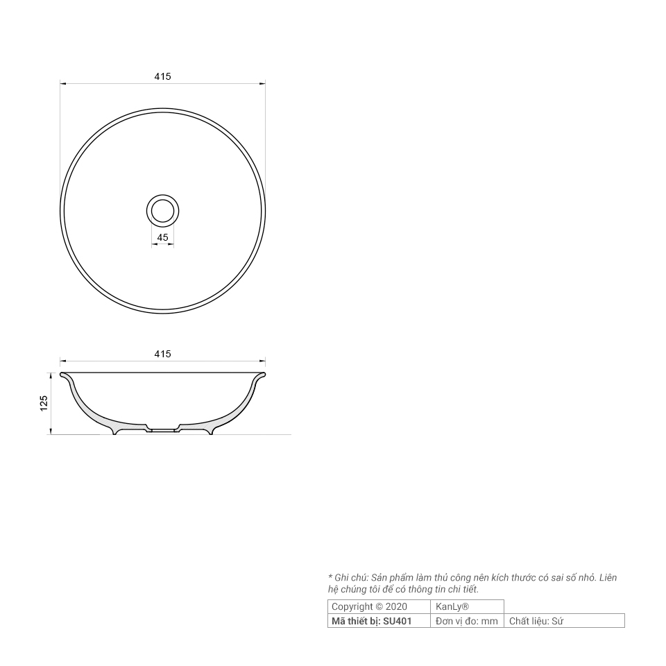 Chậu lavabo đặt bàn Kanly sứ hoa văn SU401