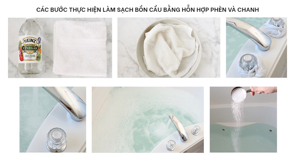 Làm sạch bồn tắm bằng chanh tươi và phèn