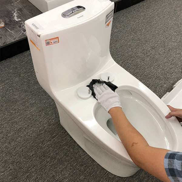 Tranh thủ lau chùi bồn cầu cho sạch sẽ trước khi lắp nắp mới