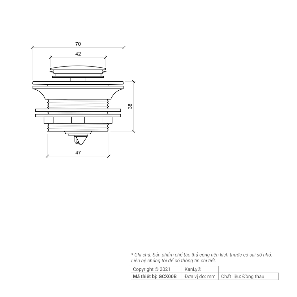 Đầu xả bằng đồng Kanly GCX00B