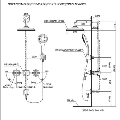 Bộ tổ hợp sen tắm âm tường TOTO DBX120CAMR#PG
