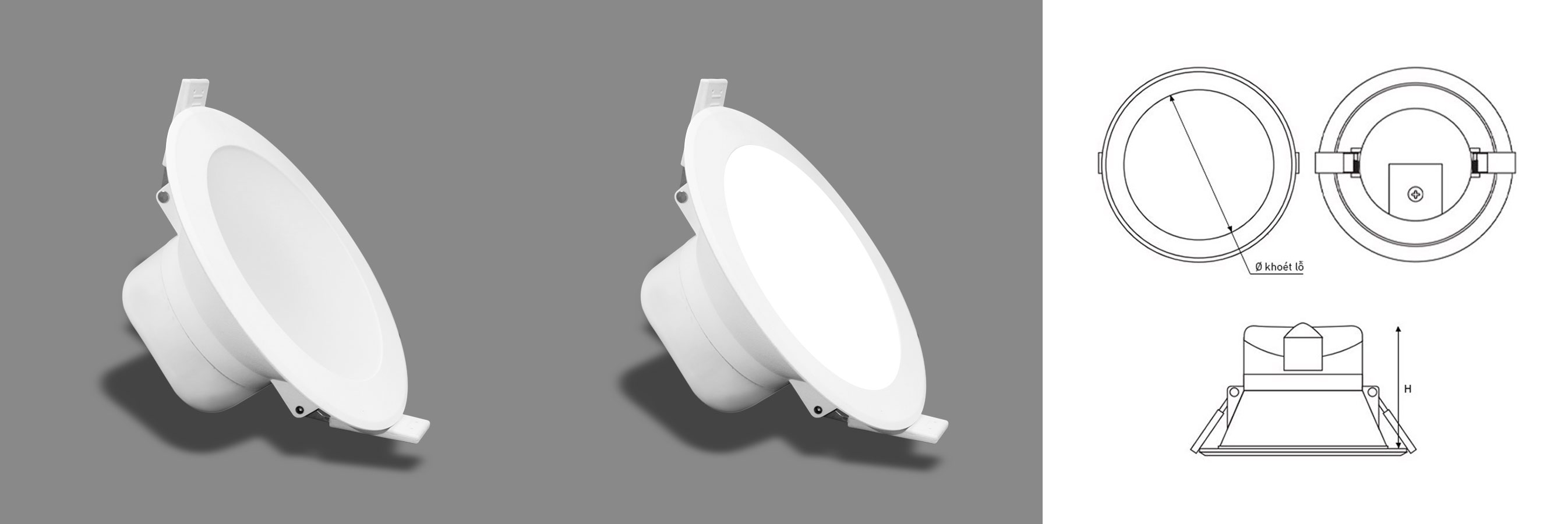 Đèn LED âm trần Nanoco dày đổi màu