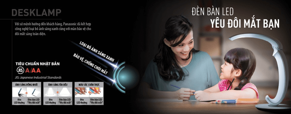 Đèn bàn LED Panasonic SQ-LE530K-W trục đèn xoay 180 độ