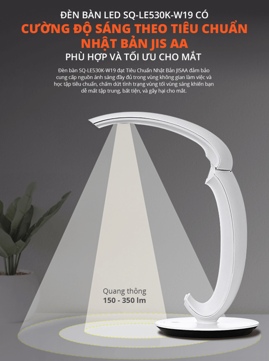 Đèn bàn LED Panasonic SQ-LE530K-W trục đèn xoay 180 độ