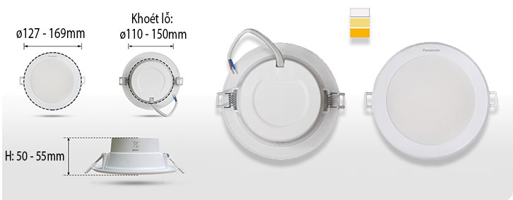 Đèn LED âm trần Panasonic downlight DN Series đổi 3 màu