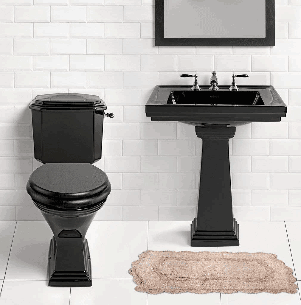 Phong cách cổ điển pha hiện đại với bồn cầu màu đen này