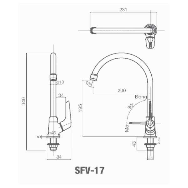 Vòi bếp INAX SFV-17 (SFV17) nước lạnh