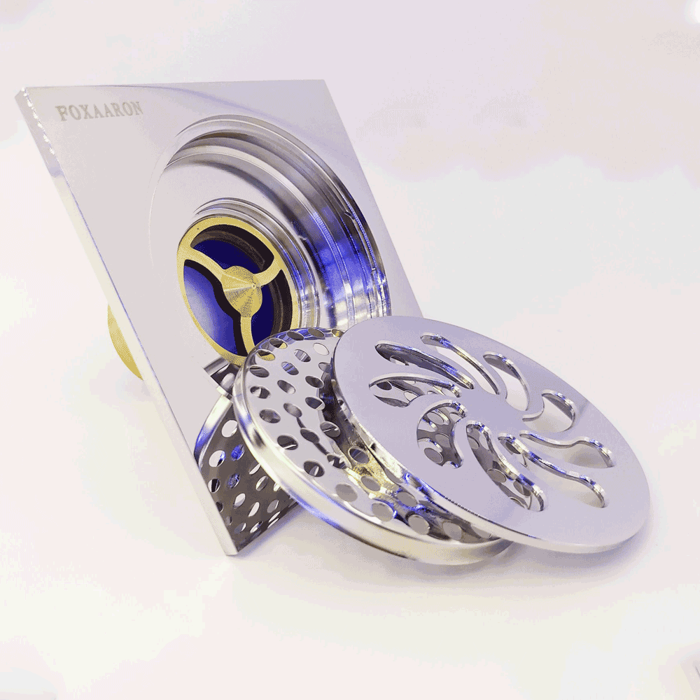 Phễu thoát sàn Foxaaron 10x10cm HP-NK-8007-17 ảnh thực tế