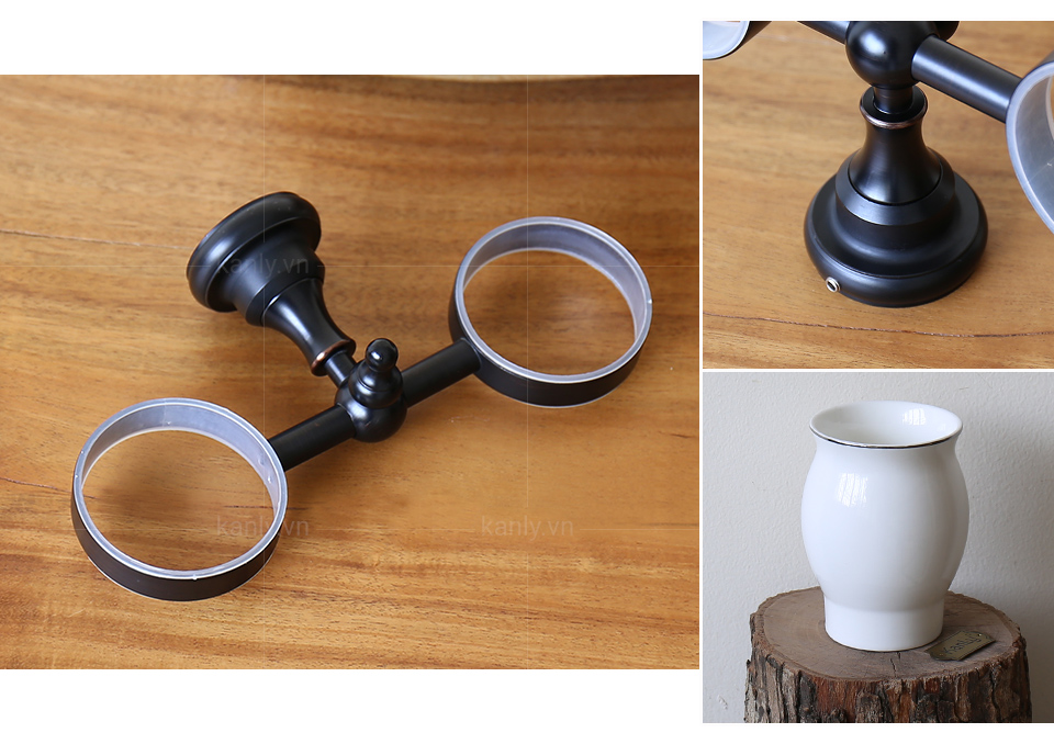 Giá để cốc đôi bằng đồng Kanly GCK08B