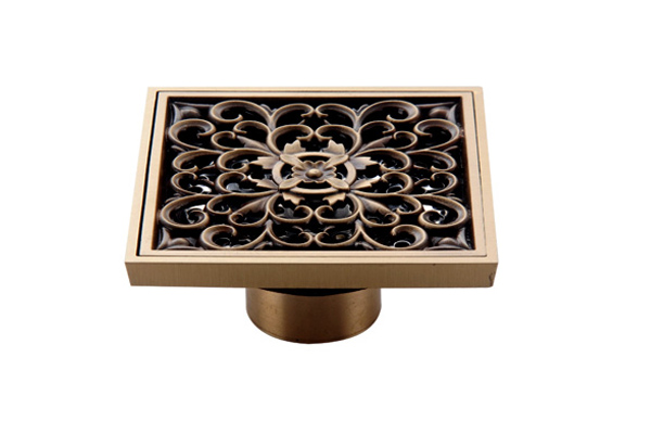 Phễu thoát sàn bằng đồng 10x10cm Kanly GCP01