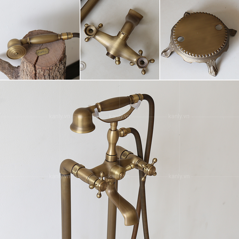 Bộ sen tắm đặt sàn nóng lạnh bằng đồng GCS09