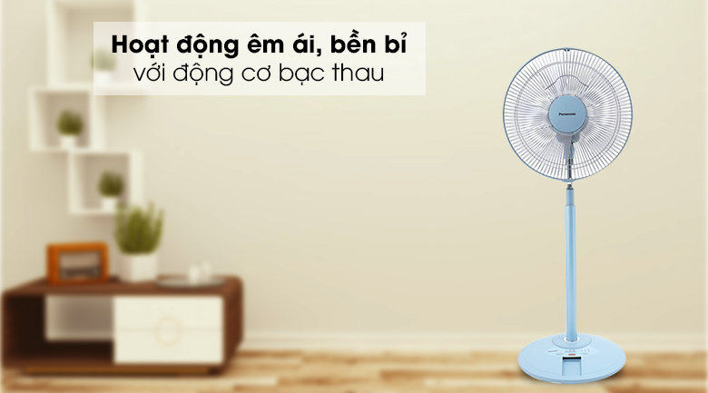 Quạt đứng 5 cánh Panasonic có remote F-308NHB động cơ hoạt động êm ái