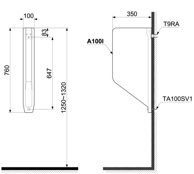 Vách ngăn tiểu nam TOTO A100